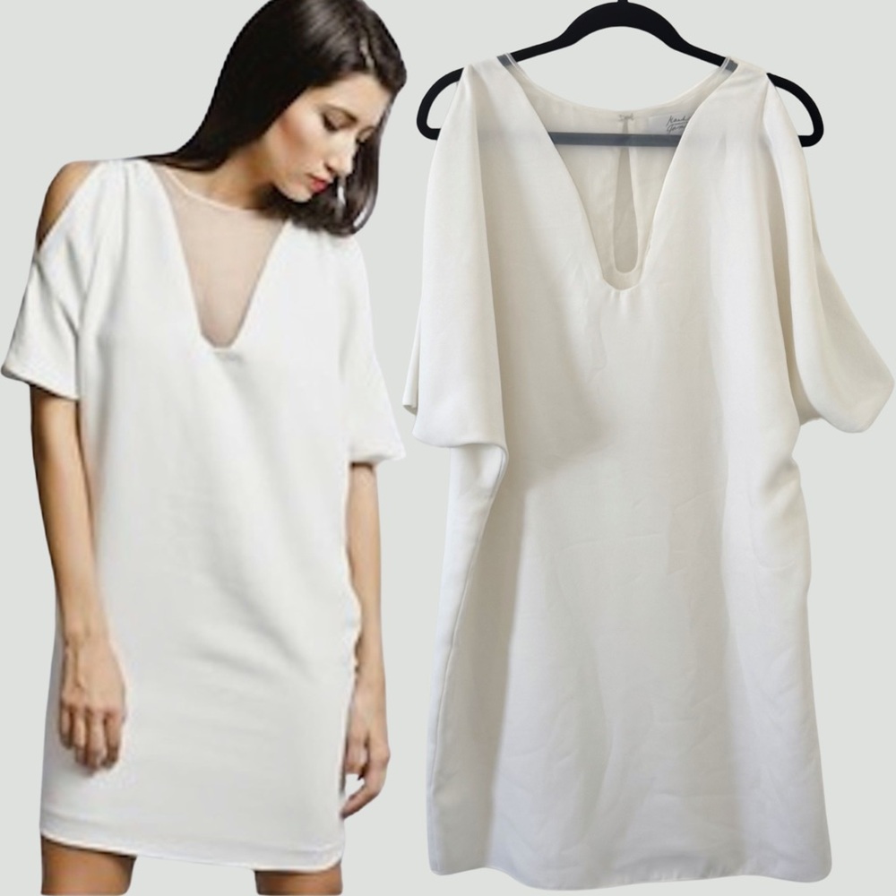 Mark and James By Badgley Mischka Mini Dress Crepe Caftan White Large